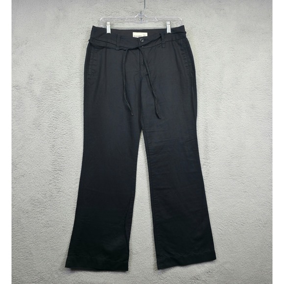 Old Navy Pants Womens 4 Black Linen Wide Leg Mid Rise Coastal Resort Lagom Beach - Picture 1 of 11